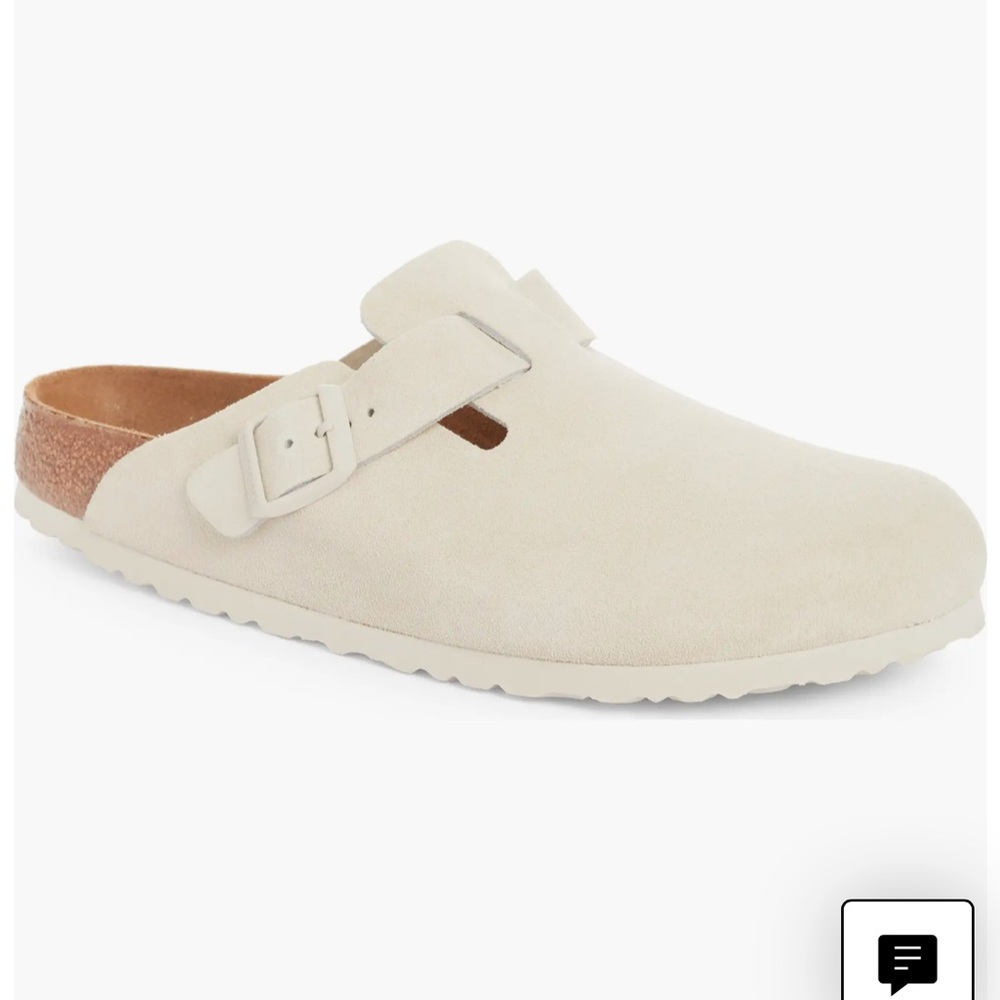 Birkenstock’s Boston Soft Footbed Clog (Women) in Antique White